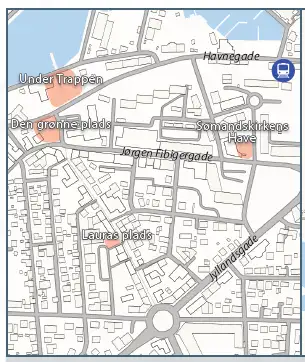 Kort over offentlige omr&aring;der i Hirtshals