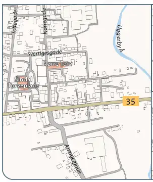 Kort over offentlige omr&aring;der i Sindal